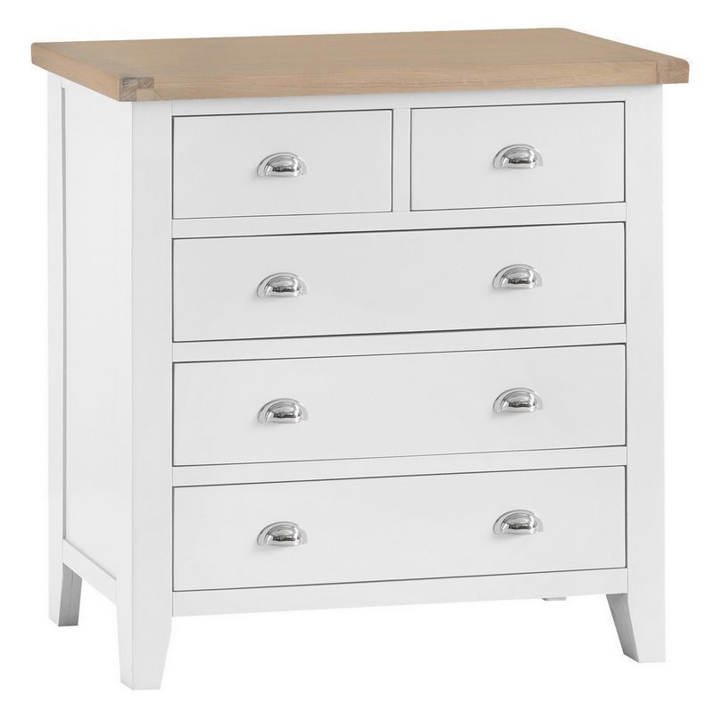 Lighthouse Chest of Drawers Oak White 5 Drawers
